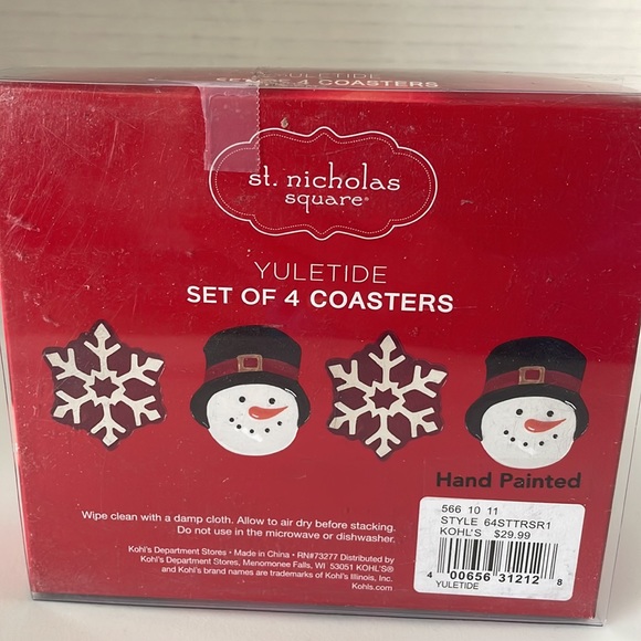 St. Nicholas Square Set of Four Handpainted Ceramic Coasters - Picture 3 of 3